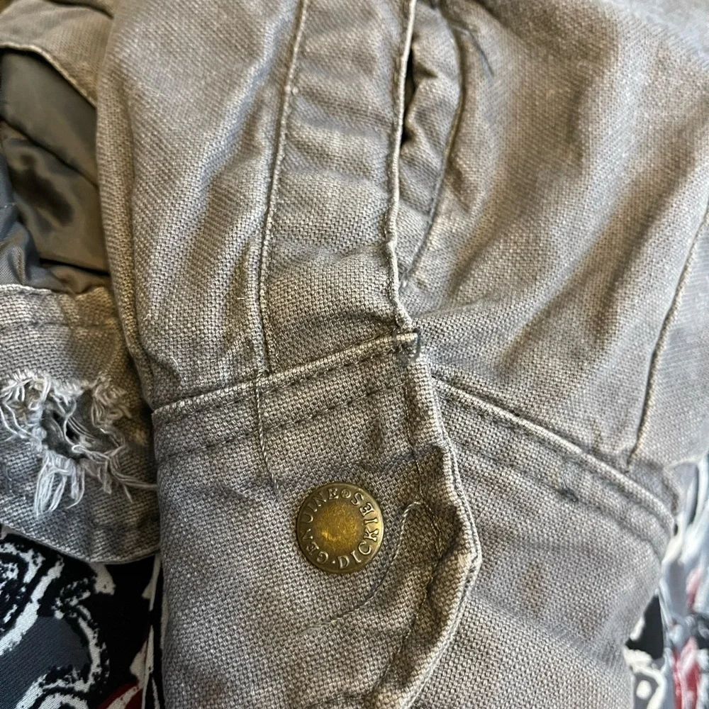 Dickies men grungy tattered barn chore flawed full zip/ button  lined jacket LG